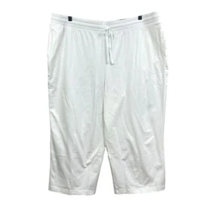 Karen Scott Women Sport Capri Pants Drawstring Waist Pockets Stretch White XXL - Picture 1 of 8
