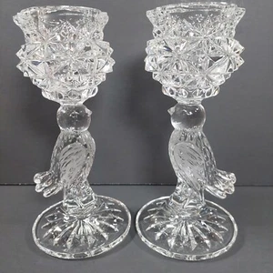 German Lead Crystal Bird Candle Holders Hofbauer - Picture 1 of 14
