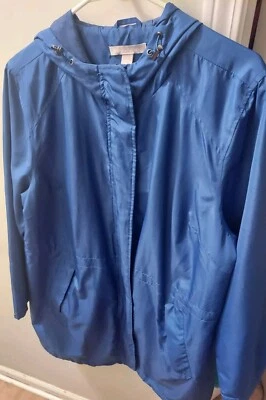 Женщина в Royal синий с капюшоном ветровка молнии/snap Куртка Пальто плюс размер 18 Вт - Изображение 1 из 4