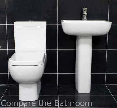 Rak Series 600 Basin Toilet Set with Luxury Soft Close Seat Bathroom Suite
