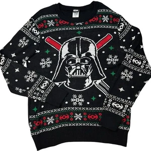STAR WARS Mens Sweater Ugly Christmas Holiday Darth Vader Sz M Fair Isle Multi - Picture 1 of 12