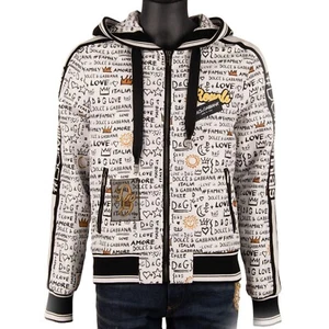 DOLCE & GABBANA Millenials Graffiti Bomber Jacket DG Logo Black White 48 US 38 M - Picture 1 of 8