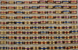 35pcs Mens Jewelry Wholesale Lots Fashion Gift Stainless Steel Gold Plated Rings - Picture 1 of 11
