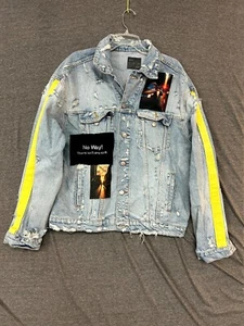 Zara Giacca Uomo Grande Blu Denim Cotone Patch Invecchiato Bottoni Tasche Frontali - Foto 1 di 11