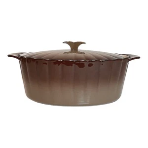 Technique Cast Iron Dutch Oven Oval Enameled Brown Hombre EUC 10x8” Bow Tie Lid - Picture 1 of 10