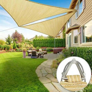 ColourTree Beige Pro Ring Custom Sun Shade Sail Canopy Cover for Patio,Triangle - Picture 1 of 9