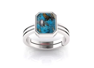 Certified Irani Turquoise firoza 7.00 carat 92.5 Sterling Silver Ring for Men's - Picture 1 of 7