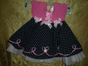 RARE EDITIONS Brand Pageant Dressy PINK BALLET over NAVY BLUE POLKA DOT WITH TUL - Picture 1 of 8