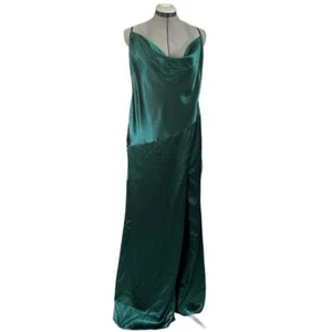 NWT Lulus Caroline Emerald Green Satin Cowl Neck Maxi Dress XL - Picture 1 of 9