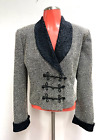 VTG JULIAN TAYLOR gray textured jacket Oriental knotted buttons size 10
