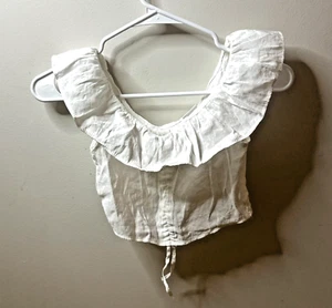 Zara Girls Top Gathered Ruffled White  Crop Size 10 - Picture 1 of 3