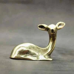 Solid Brass Lucky Creative Gift Retro Deer Small Statue Tea Pet Home Ornament - Picture 1 of 6
