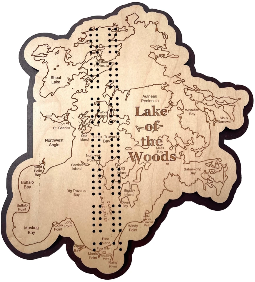 Lake of the Woods Map Cribbage Board- Lake Decor  - Image 1 of 1
