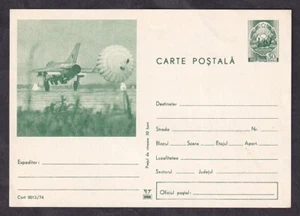SIN USAR RUMANIA 30b ARMAS VERDES DE LA REPÚBLICA TARJETA POSTAL DROGUE PARACAÍDAS CACHÉ - Imagen 1 de 2
