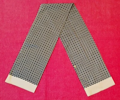 BUFANDA VINTAGE AUTÉNTICO ARTE GEOMÉTRICO BLANCO AZUL LARGO HOMBRE DOBLE Foto 1 de 4