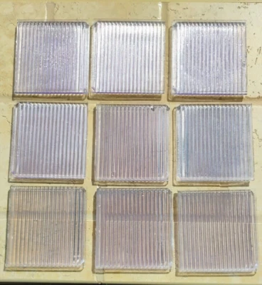 9-Luxfer Antique 1896 Transom Prism Glass Tiles Sawtooth Cut Pieces 4"x 3.75" - Image 1 of 4