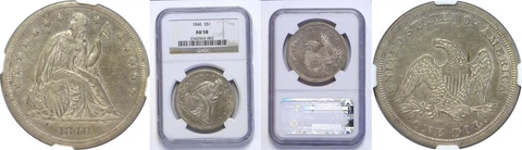 1846 Seated Liberty Dollar NGC AU-58 Cover