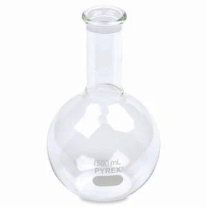 PYREX 4060-500, 500mL Long Neck Boiling Flask, Flat BTM, Tooled Mouth (Case 24) - Picture 1 of 1