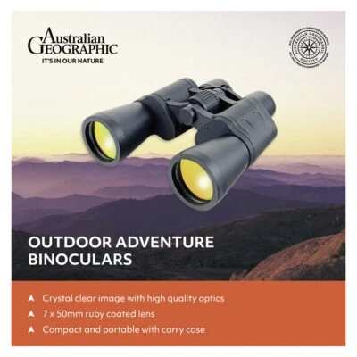 AUSTRALIAN GEOGRAPHIC OUTDOOR ADVENTURE BINOCULARS 7 x 50mm Crystal Ruby Coated  - image 1 of 4