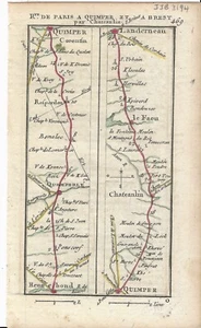 Antique map, Road: Hennebon to Landerneau. 1774, Guide Royal par L Denis - Picture 1 of 1