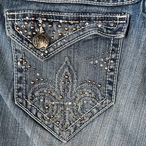 Rock 47 Jeans by Wrangler Women’s Size 11/12 Bootcut Studded Back Pocket Western - Picture 1 of 10