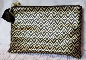 Glam Bag Lady Jayne Cosmetic MakeUp Metallic Gold Black NWT - Picture 1 of 5