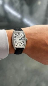 FRANCK MULLER 7502 Limited Edition 18k White Gold Pave Diamond Curvex Watch Gift - Picture 1 of 15