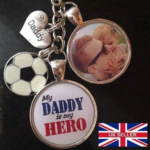 Personalised Photo Keyring My Daddy Hero Football Fathers Day Present Gift - Picture 1 of 2