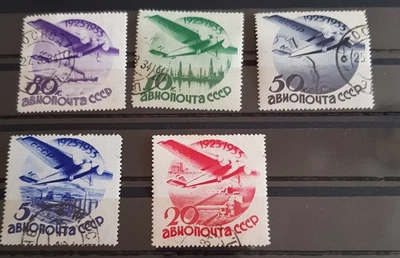 URSS-CCCP-THE 10TH.ANNIVERSARY OF SOVIET CIVIL AVIATION-1934-SET-5 VAL-CTO-USED - Image 1 of 2
