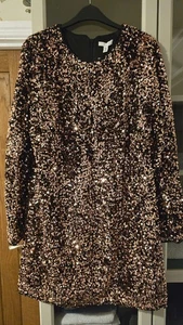 Bronze Sequin Dress H&M Size L New With Tags - Picture 1 of 3