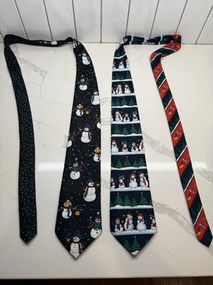 Hallmark Yule tie Greetings Christmas Holiday Novelty Men's Neckties Lot Of 2 - Image 1 of 4