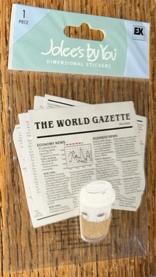RARE Jolees Gazette Newspaper & Coffee News Dimensional 3D Scrapbook Sticker - Image 1 of 4