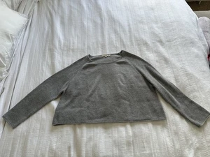 Cabbages & Roses grauer Rippstrick Wolle Kaschmir taillenlanger Swing Pullover Gr. M - Bild 1 von 12