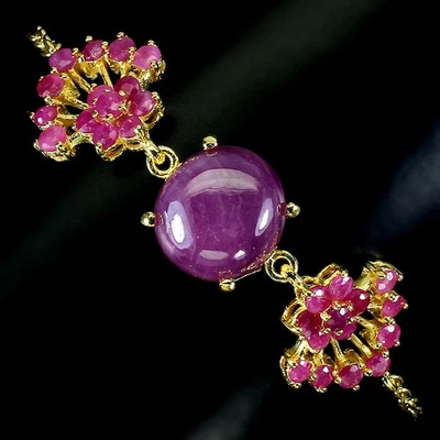 925 Sterling Silver Bracelet Round Ruby 12mm Natural Gemstone Jewelry 7inches - Image 1 of 4