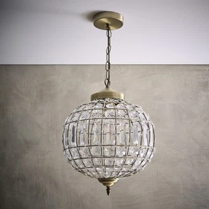 Round Chandelier Pendant with Crystal like Acrylic Glass in an Antique Brass - Picture 1 of 2