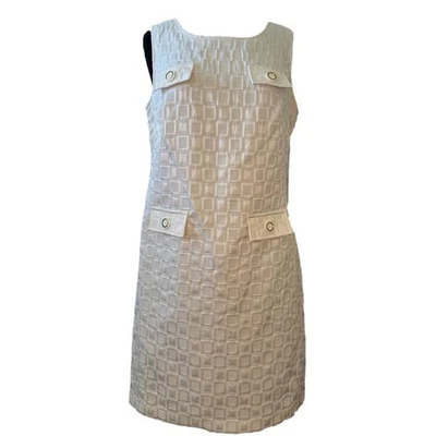 Vestido Chetta B Sin Mangas Blanco Texturizado Geométrico Cambio Talla 10 Carrera Neutro Foto 1 de 4