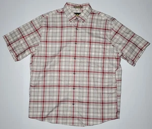 Cabela's Mens Red Gray Yellow Plaid Cotton Short Sleeve Button Up Size Large - Picture 1 of 12