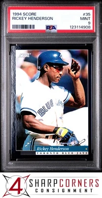 1994 SCORE #35 RICKEY HENDERSON ATHLETICS HOF POP 6 PSA 9 - Image 1 of 3