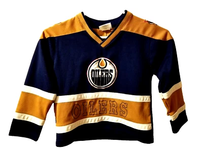Boy's Edmonton Oiler Hockey Jersey EUC Blue Gold Size 6 NHL - Image 1 of 4