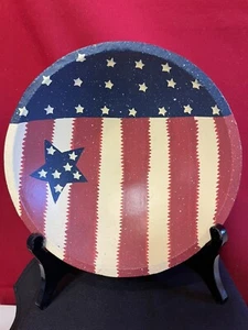 Vtg Belle Casa by Ganz 8.25" Stars & Stripes Wooden Bowl BC7642 - Picture 1 of 4
