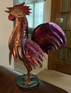 Rooster, Decorative Metal Sculpture, 16” tall X 12” wide, Multicolored, Preowned - Picture 1 of 7