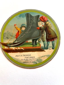 Fantastic Large Victorian Trade Card "H. & F.H. Tasker Shoes" Brooklyn, NY * - Picture 1 of 3