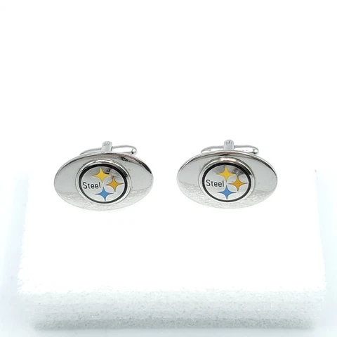 Pittsburgh Steelers Vintage Logo Steel Cufflinks NFL Football Vtg Cover