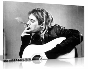 Kurt Cobain Nirvana Smoking Canvas Wall Art Picture Print - Picture 1 of 5
