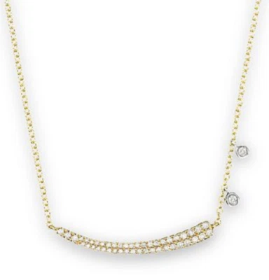 Meira T Diamond 14k Gold Pavé Diamond Curved Bar Necklace - NEW  - Image 1 of 2