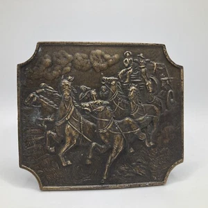 Hebilla de cinturón vintage 1976 Bergamota Brass Works caballos vaqueros occidentales indio EE. UU. - Imagen 1 de 10