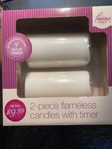 Home Elements Flameless LED Candle; Battery Operated  Candles; 2piece; w/ timer - Picture 1 of 5