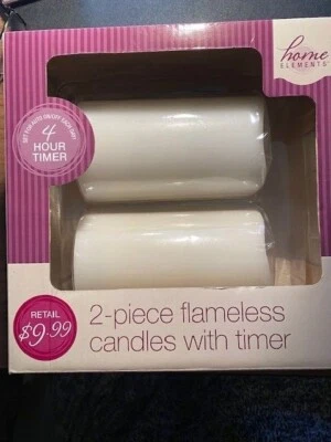 Home Elements Flameless LED Candle; Battery Operated  Candles; 2piece; w/ timer - Image 1 of 4