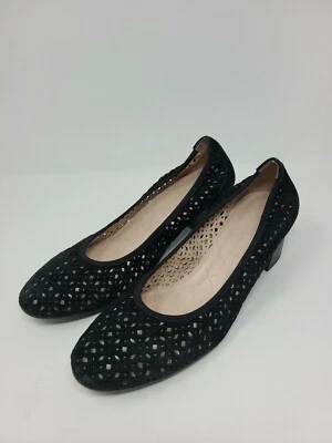 hispanitas 穿孔麂皮绒皮革高跟鞋黑色 39 码 — 第 1/4 张图片