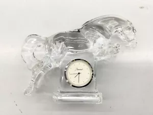 Baccarat Crystal Jumping Horse with Clock Desk or Mantel Clock - Picture 1 of 5